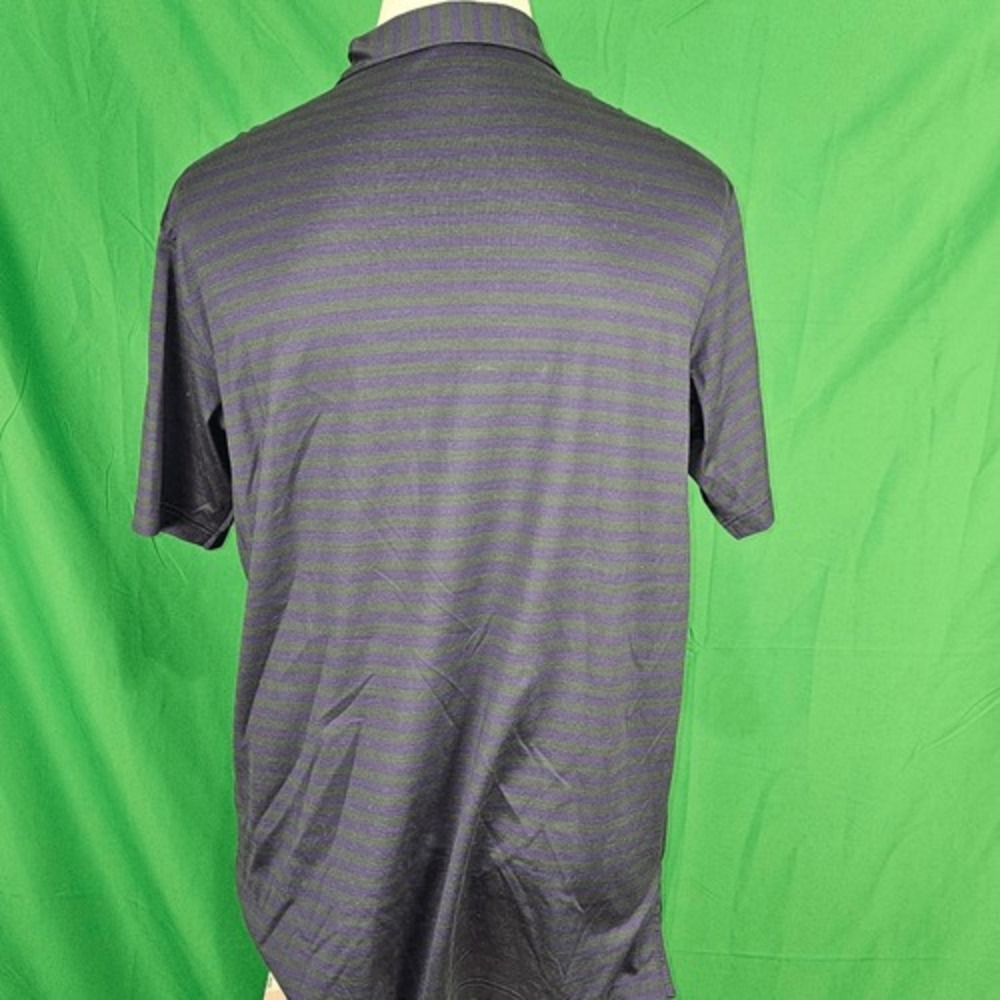 Peter Millar Mens Green Purple Striped Short Sleeve‎ Polo Golf Shirt Large - Picture 2 of 4